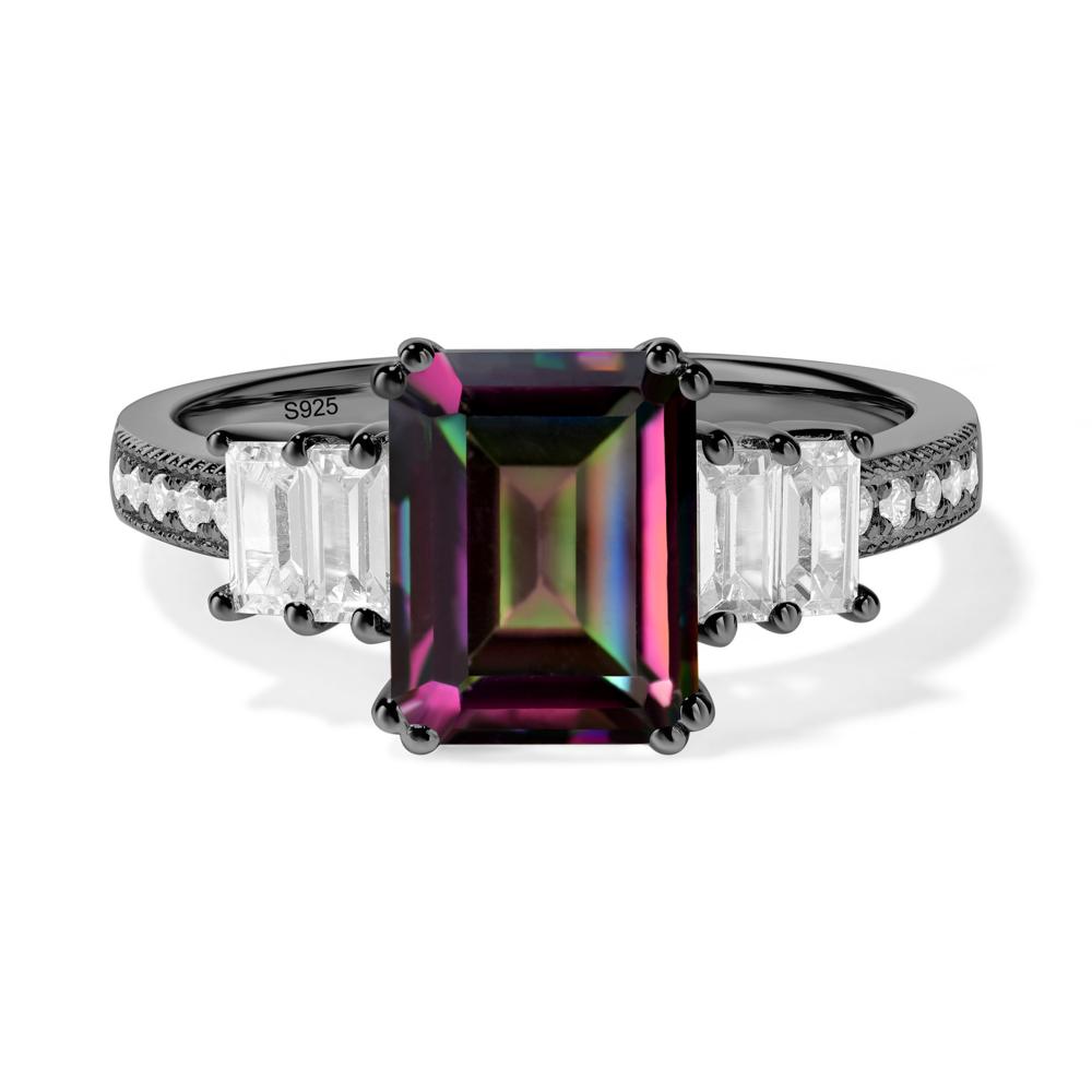 Mystic Topaz Double Prong Engagement Ring - LUO Jewelry #metal_black finish sterling silver