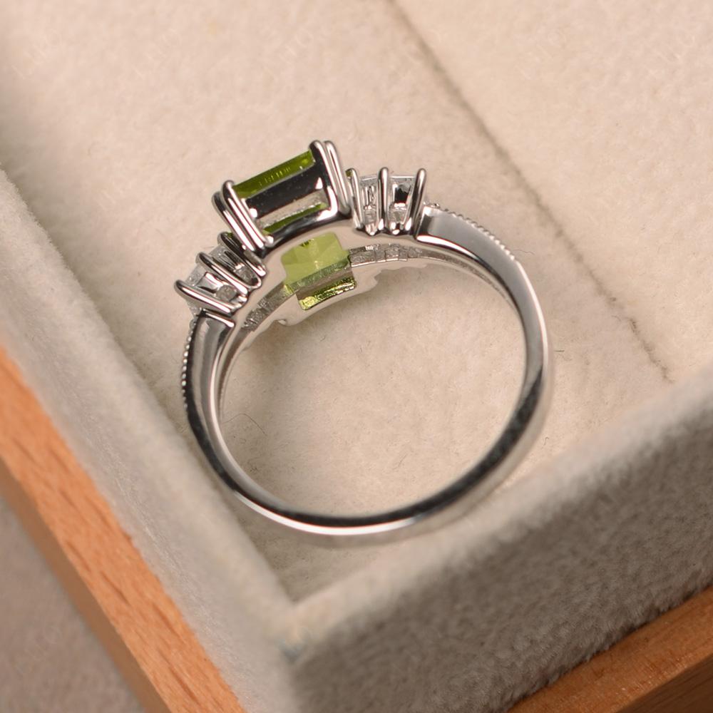 Emerald Cut Peridot Milgrain Ring - LUO Jewelry 