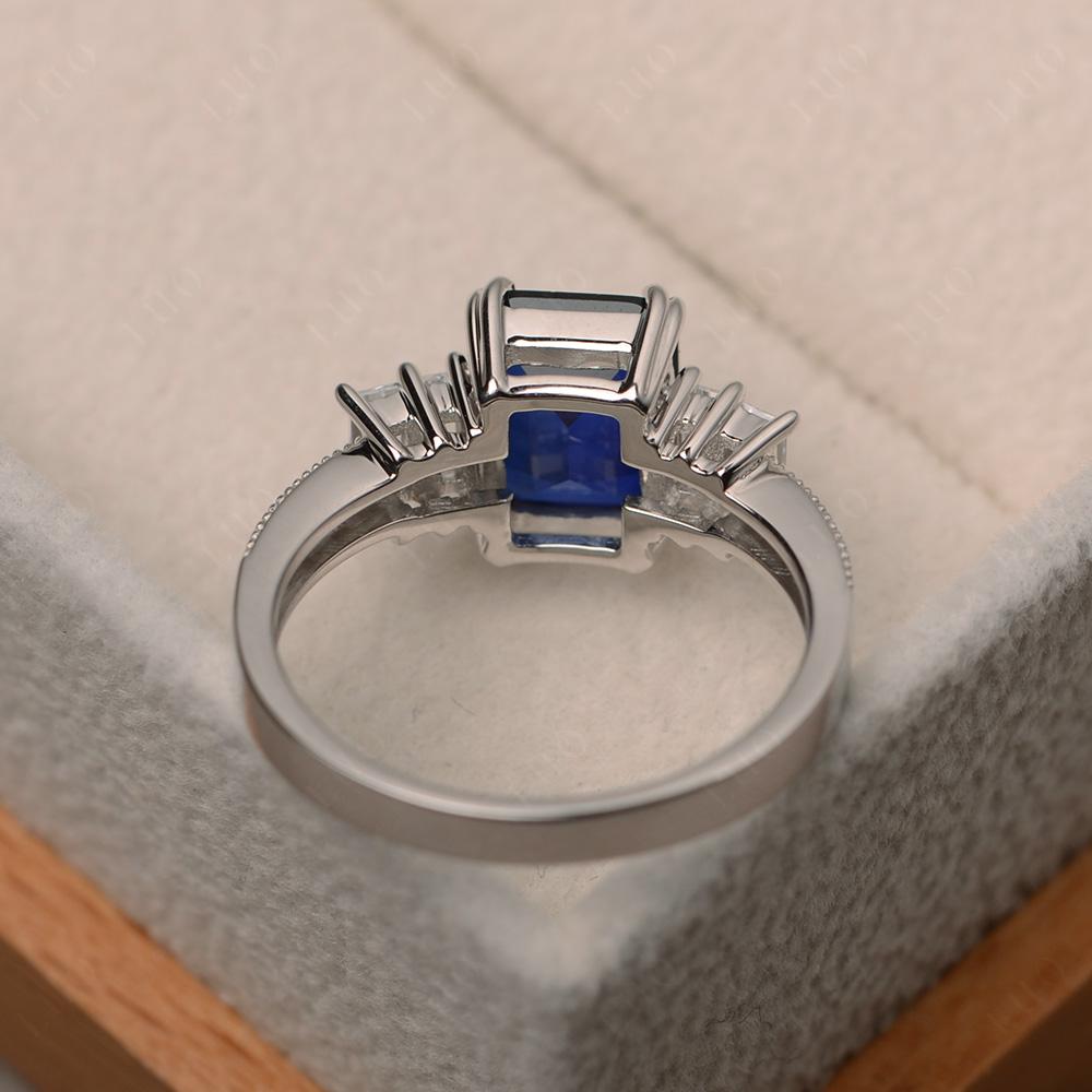 Emerald Cut Sapphire Milgrain Ring - LUO Jewelry 