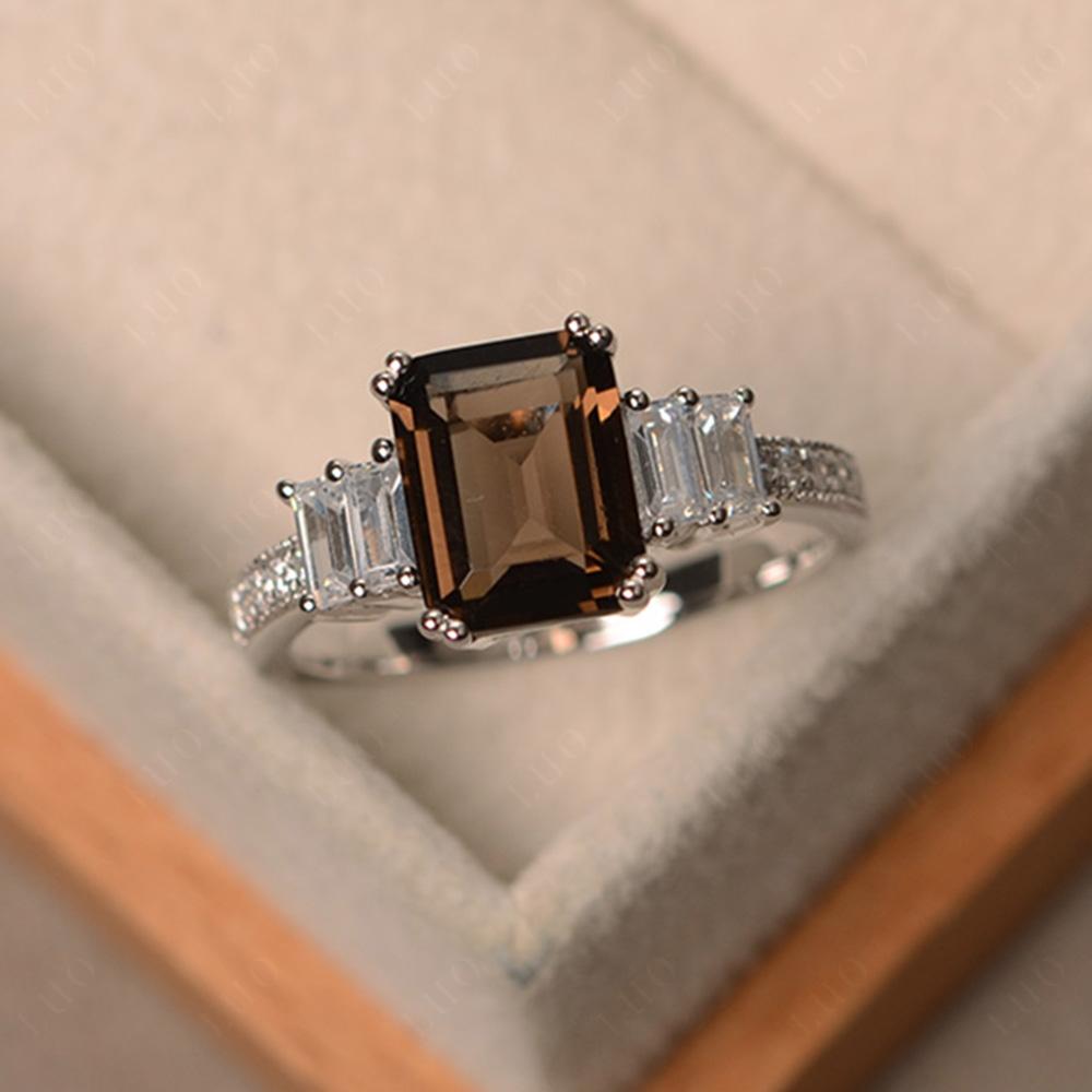 Smoky Quartz Double Prong Engagement Ring - LUO Jewelry 