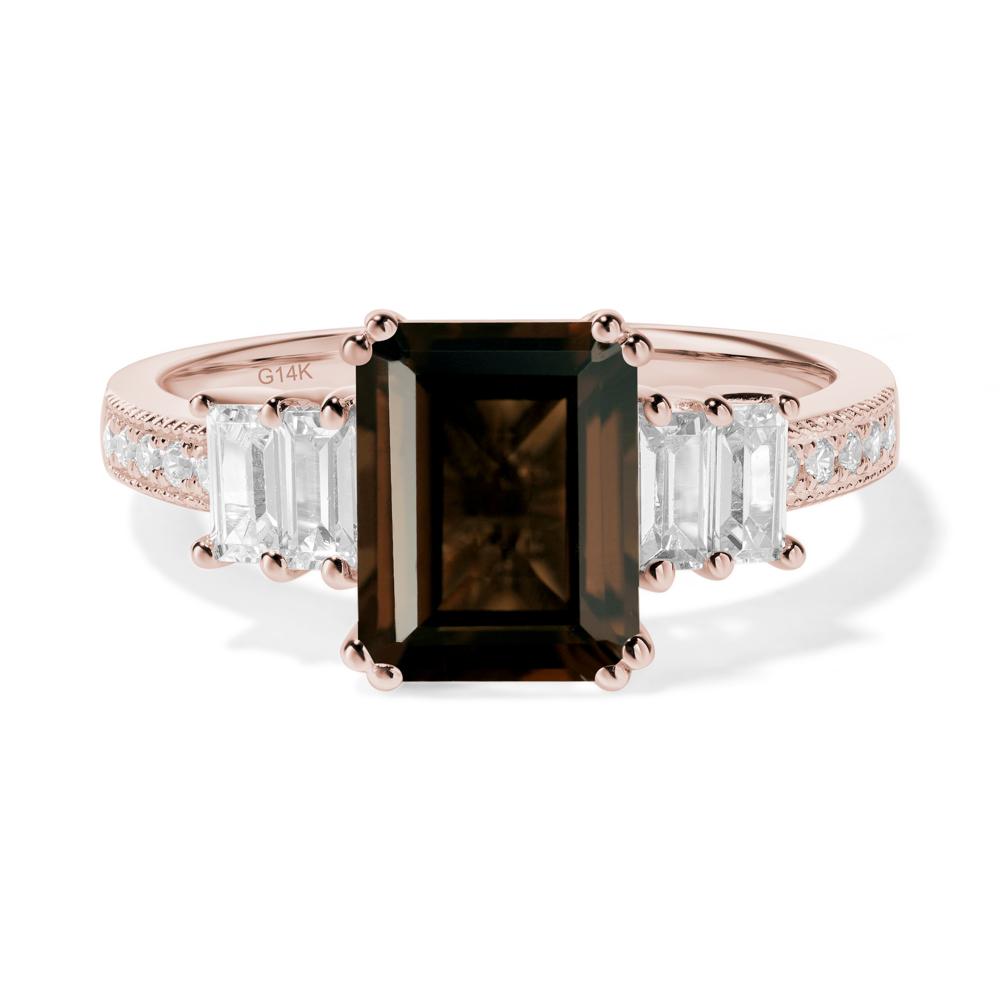 Smoky Quartz Double Prong Engagement Ring - LUO Jewelry #metal_14k rose gold