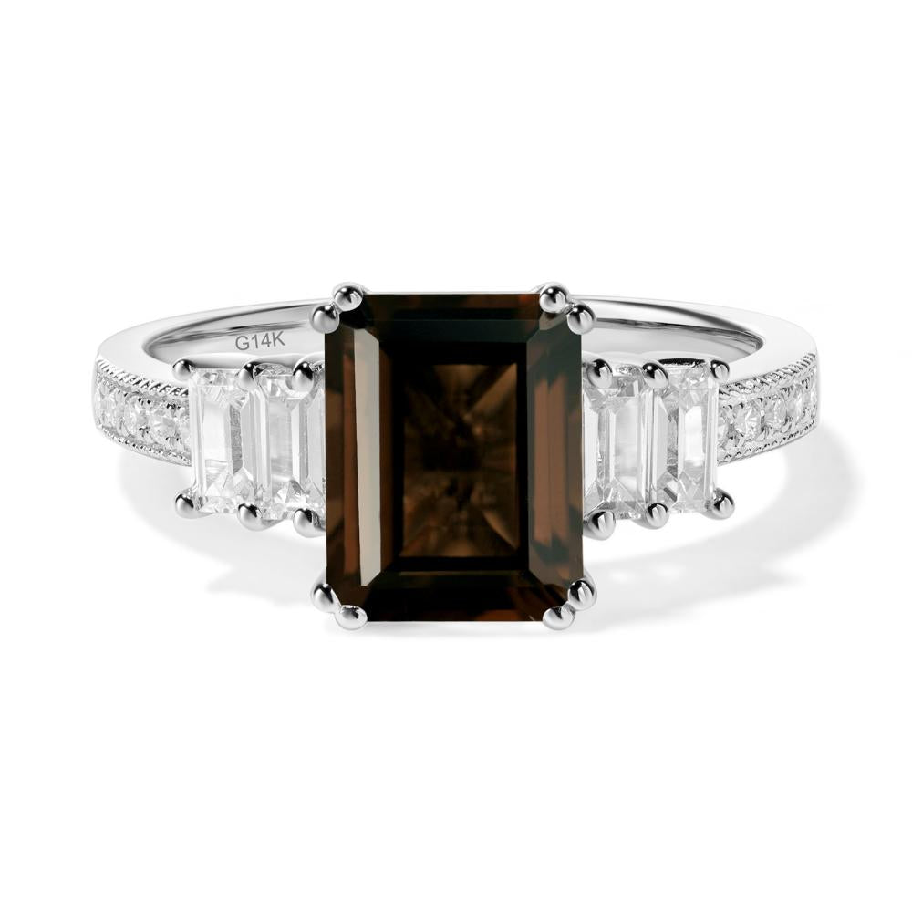 Smoky Quartz Double Prong Engagement Ring - LUO Jewelry #metal_14k white gold