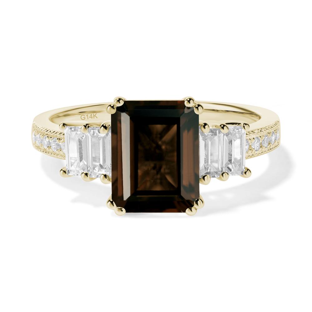 Smoky Quartz Double Prong Engagement Ring - LUO Jewelry #metal_14k yellow gold