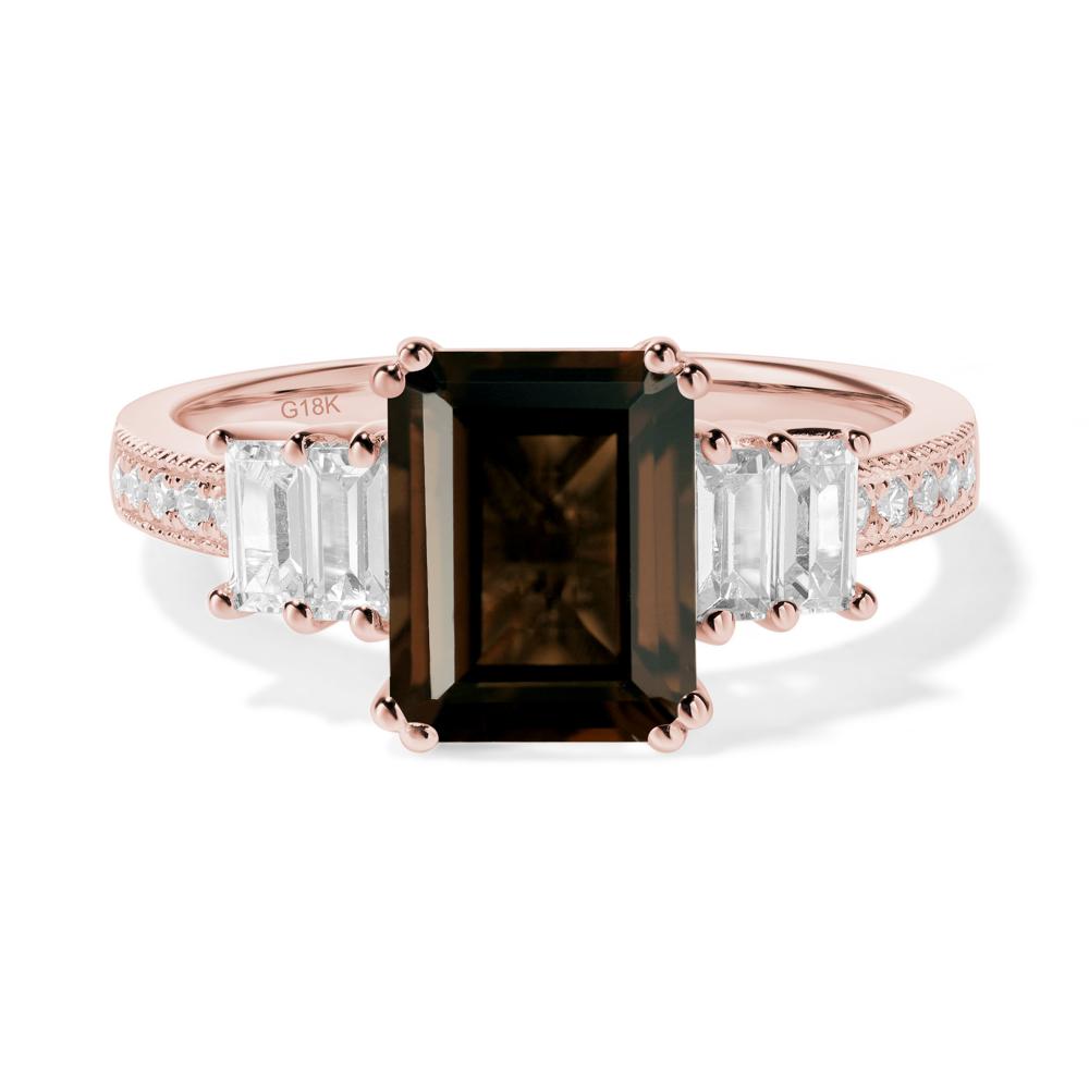 Smoky Quartz Double Prong Engagement Ring - LUO Jewelry #metal_18k rose gold