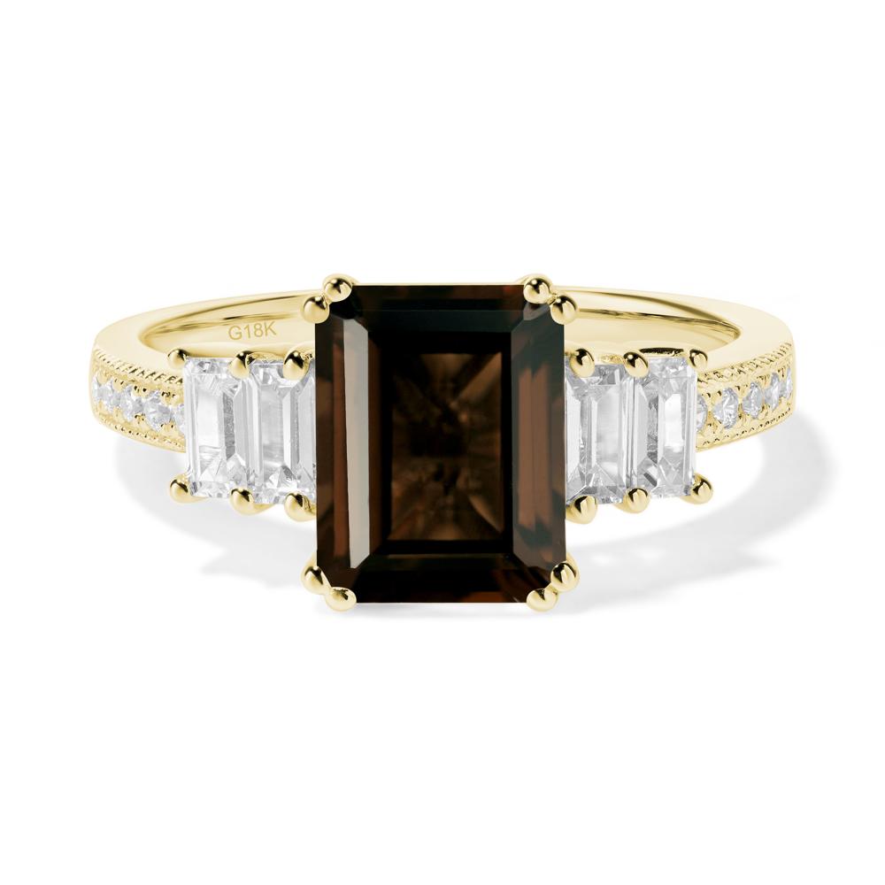 Smoky Quartz Double Prong Engagement Ring - LUO Jewelry #metal_18k yellow gold