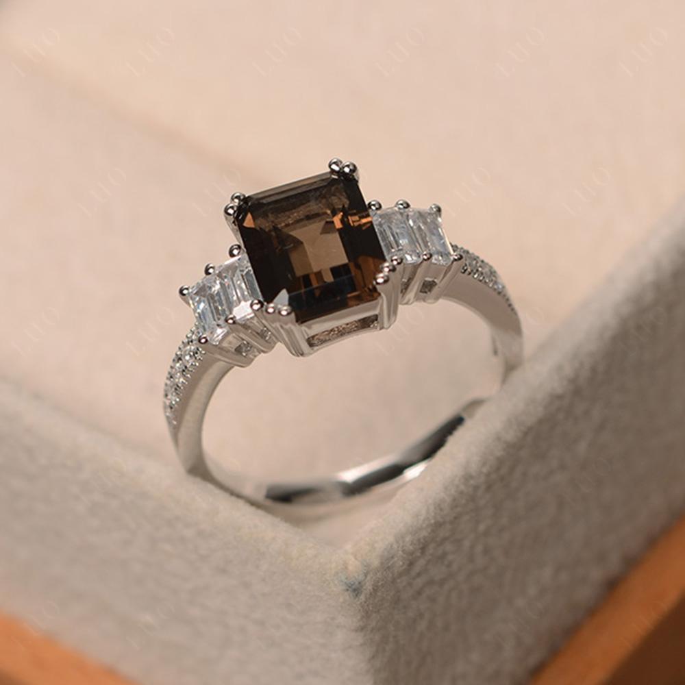 Smoky Quartz Double Prong Engagement Ring - LUO Jewelry 