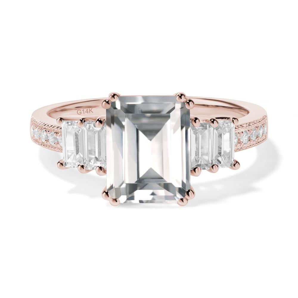 White Topaz Double Prong Engagement Ring - LUO Jewelry #metal_14k rose gold