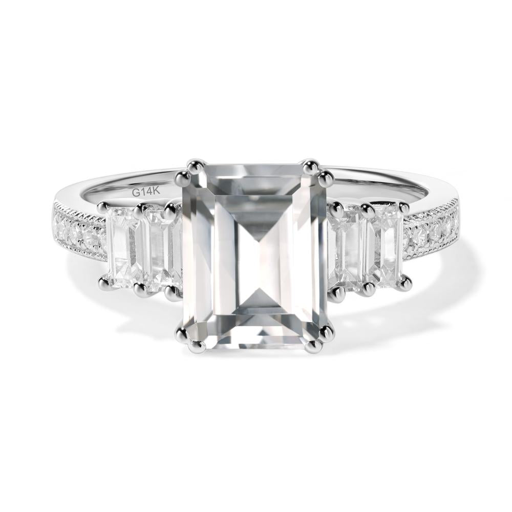 White Topaz Double Prong Engagement Ring - LUO Jewelry #metal_14k white gold