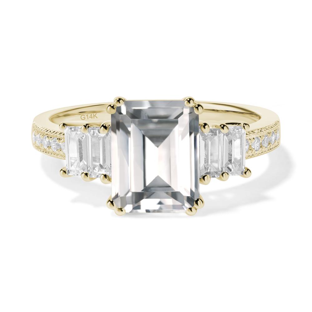 White Topaz Double Prong Engagement Ring - LUO Jewelry #metal_14k yellow gold