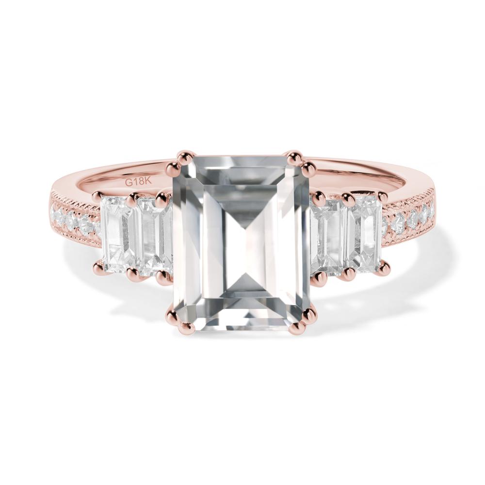 White Topaz Double Prong Engagement Ring - LUO Jewelry #metal_18k rose gold