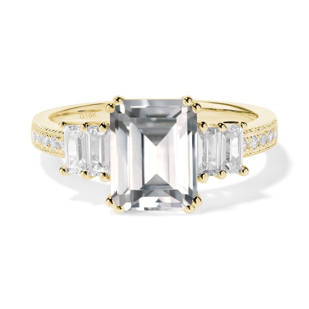 White Topaz Double Prong Engagement Ring - LUO Jewelry #metal_18k yellow gold