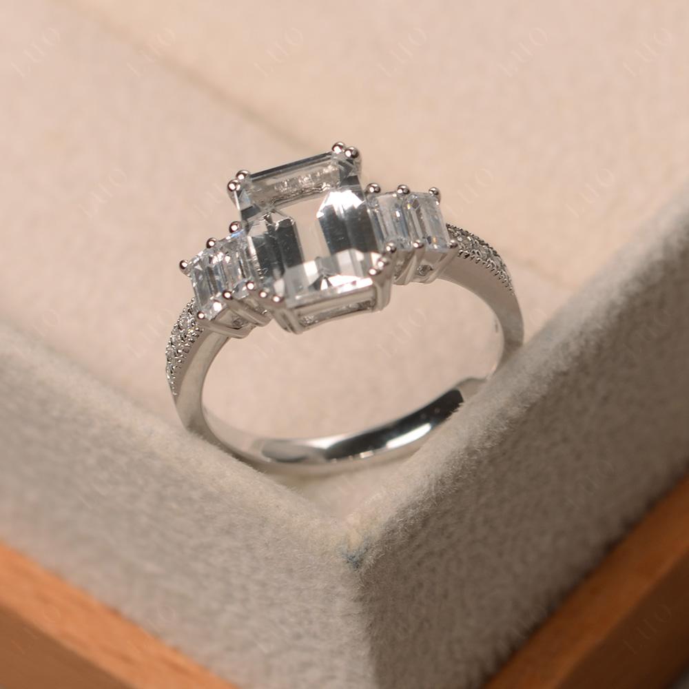 White Topaz Double Prong Engagement Ring - LUO Jewelry 