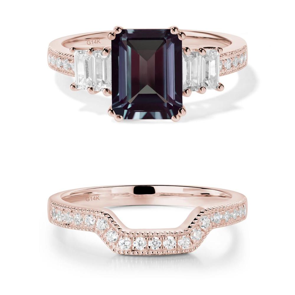 Emerald Cut Alexandrite Milgrain Ring - LUO Jewelry #metal_xxxxx