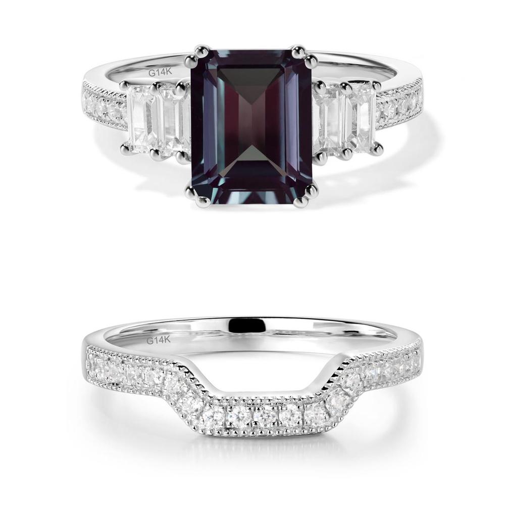 Emerald Cut Alexandrite Milgrain Ring - LUO Jewelry #metal_xxxxx