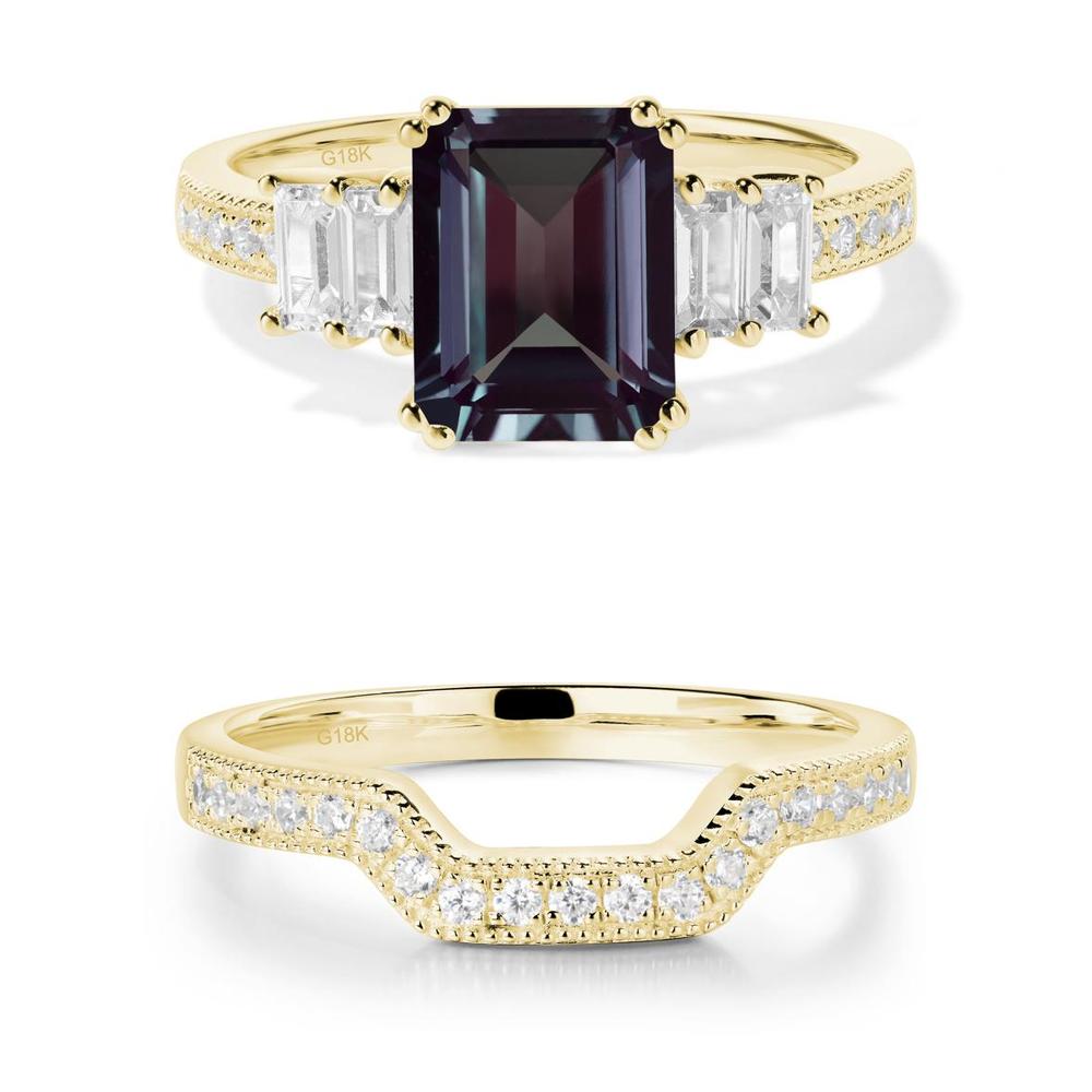 Emerald Cut Alexandrite Milgrain Ring - LUO Jewelry #metal_xxxxx