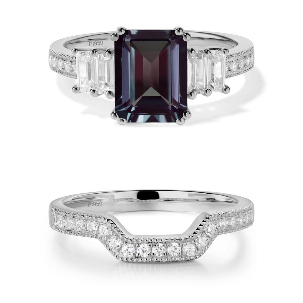 Emerald Cut Alexandrite Milgrain Ring - LUO Jewelry #metal_xxxxx