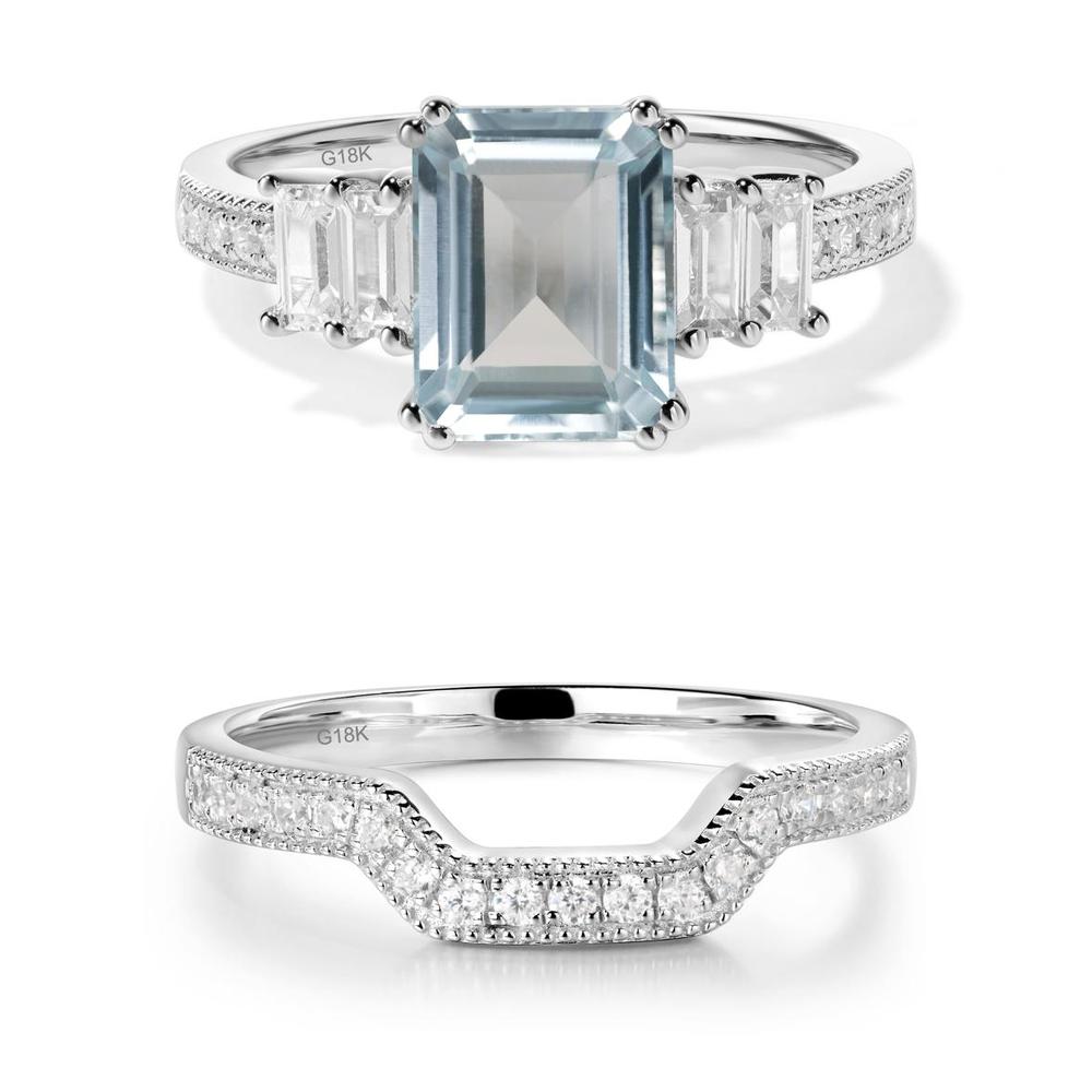 Double Prong Emerald Cut Aquamarine Ring - LUO Jewelry #metal_xxxxx