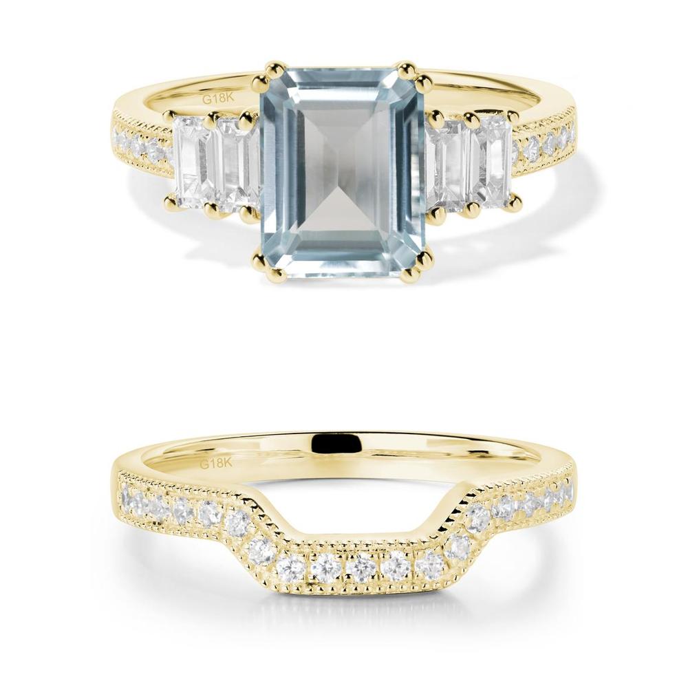 Double Prong Emerald Cut Aquamarine Ring - LUO Jewelry #metal_xxxxx