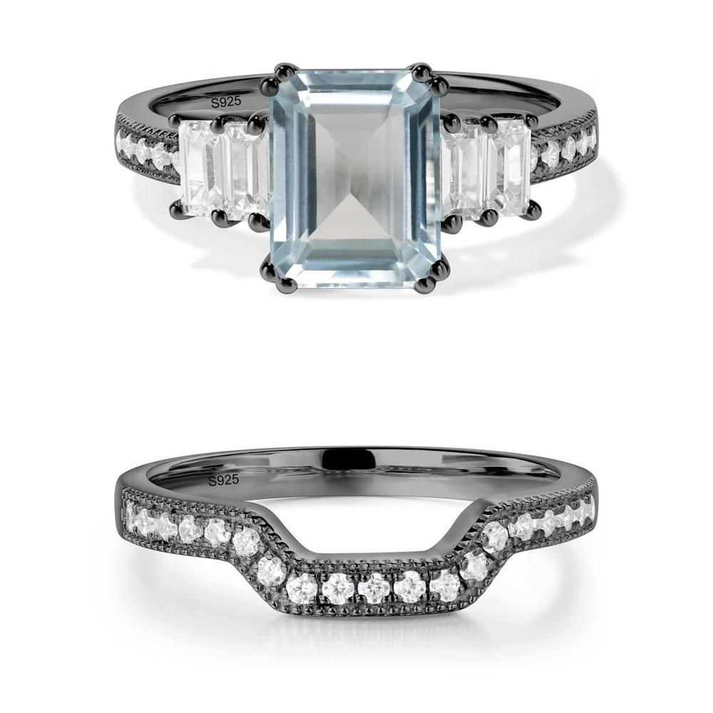 Double Prong Emerald Cut Aquamarine Ring - LUO Jewelry #metal_xxxxx