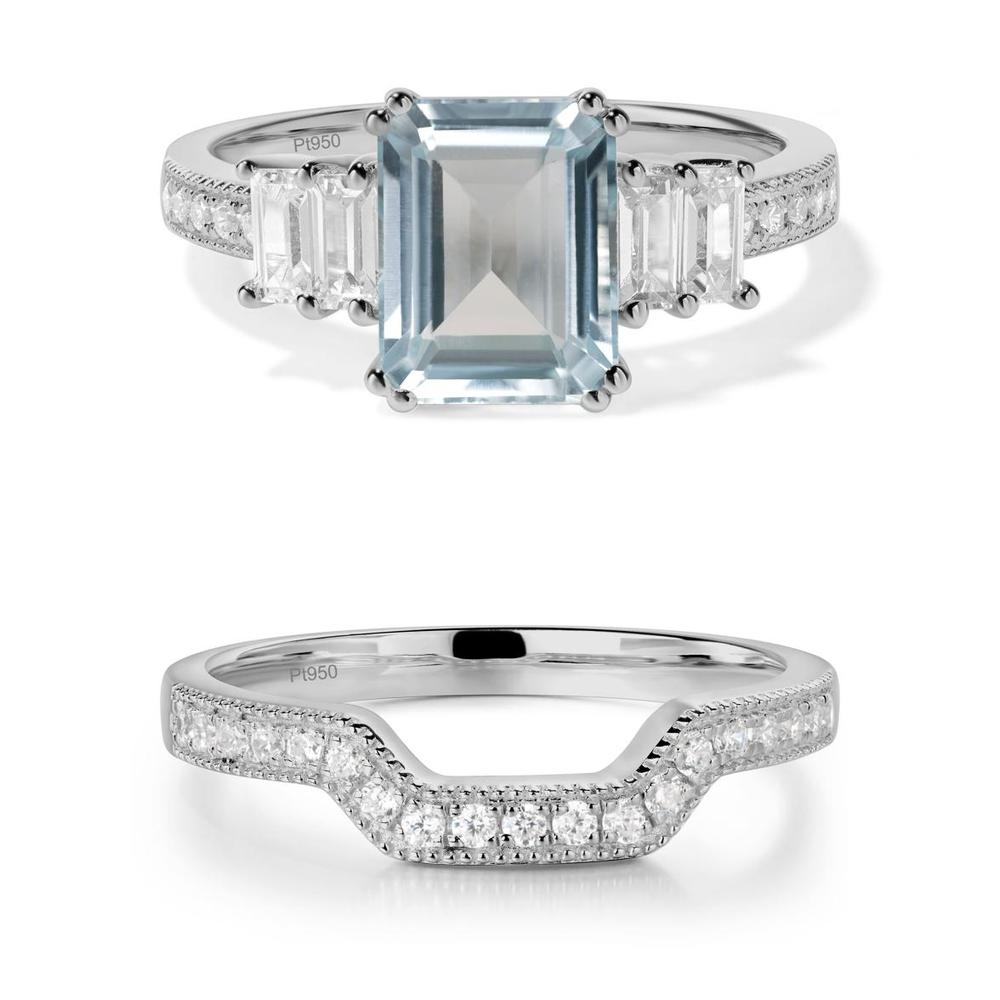 Double Prong Emerald Cut Aquamarine Ring - LUO Jewelry #metal_xxxxx