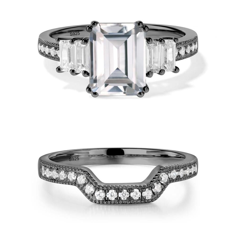 Emerald Cut Cubic Zirconia Milgrain Ring - LUO Jewelry #metal_xxxxx