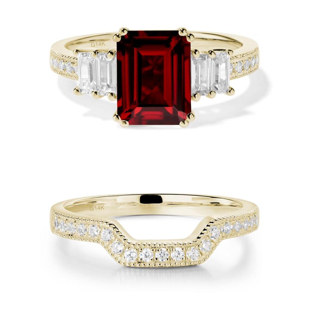 Double Prong Emerald Cut Garnet Ring - LUO Jewelry #metal_xxxxx