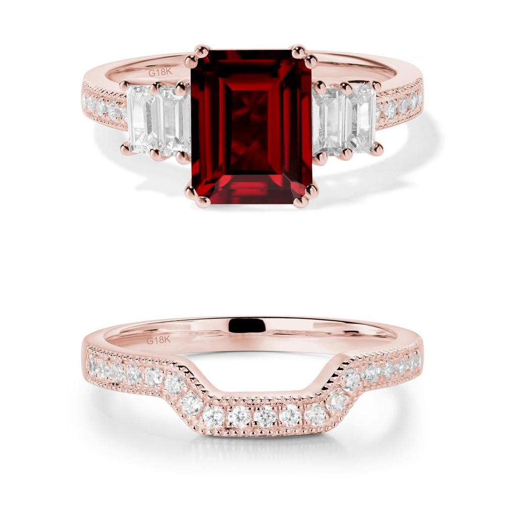 Double Prong Emerald Cut Garnet Ring - LUO Jewelry #metal_xxxxx