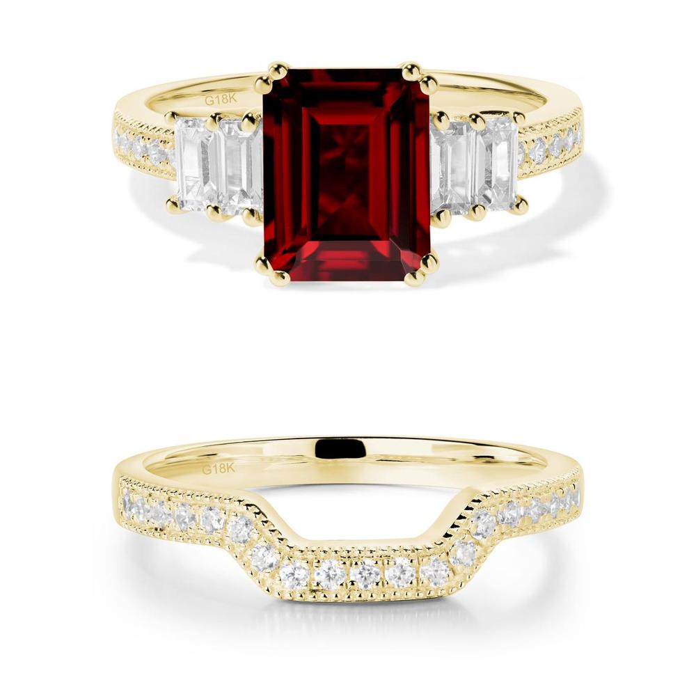 Double Prong Emerald Cut Garnet Ring - LUO Jewelry #metal_xxxxx