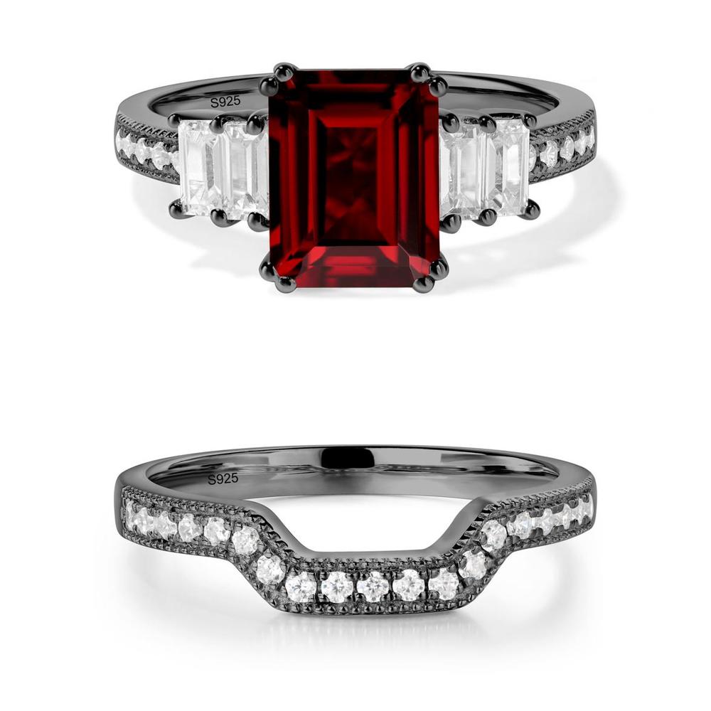 Double Prong Emerald Cut Garnet Ring - LUO Jewelry #metal_xxxxx