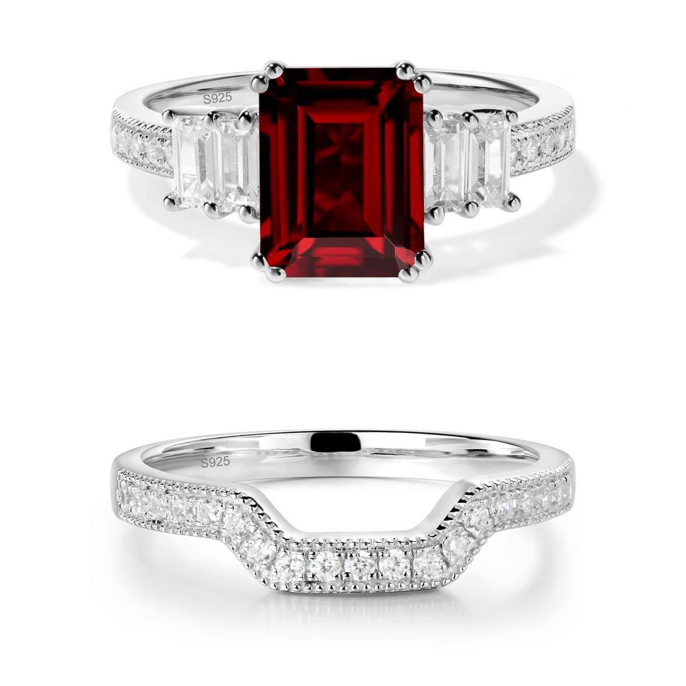 Double Prong Emerald Cut Garnet Ring - LUO Jewelry #metal_xxxxx