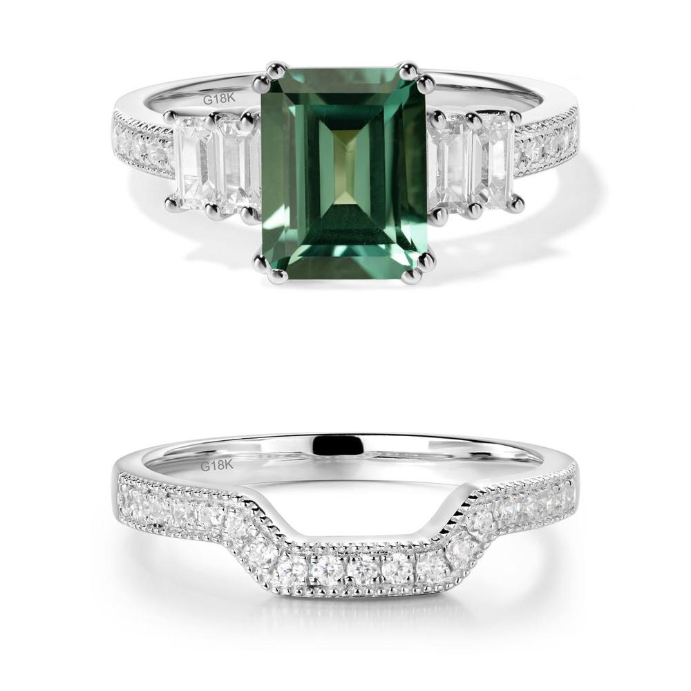 Emerald Cut Green Sapphire Milgrain Ring - LUO Jewelry #metal_xxxxx