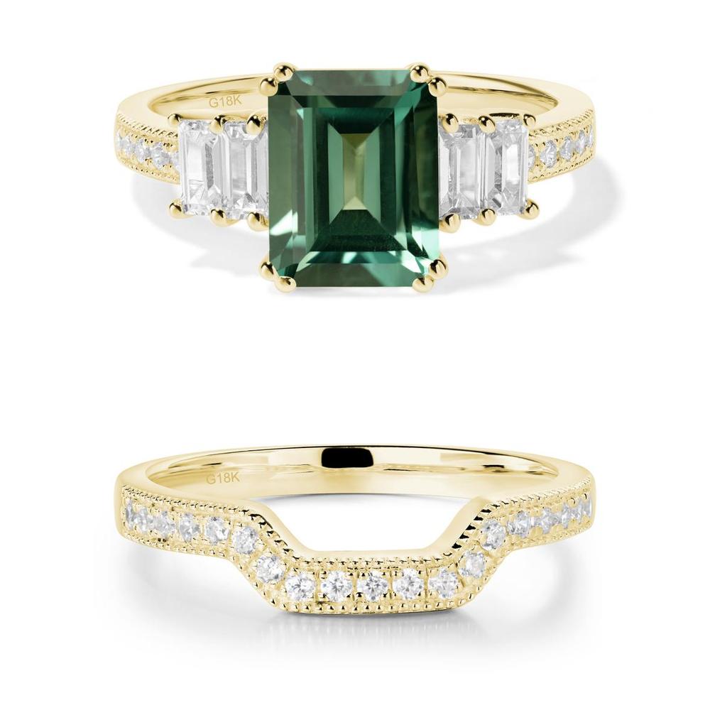 Emerald Cut Green Sapphire Milgrain Ring - LUO Jewelry #metal_xxxxx