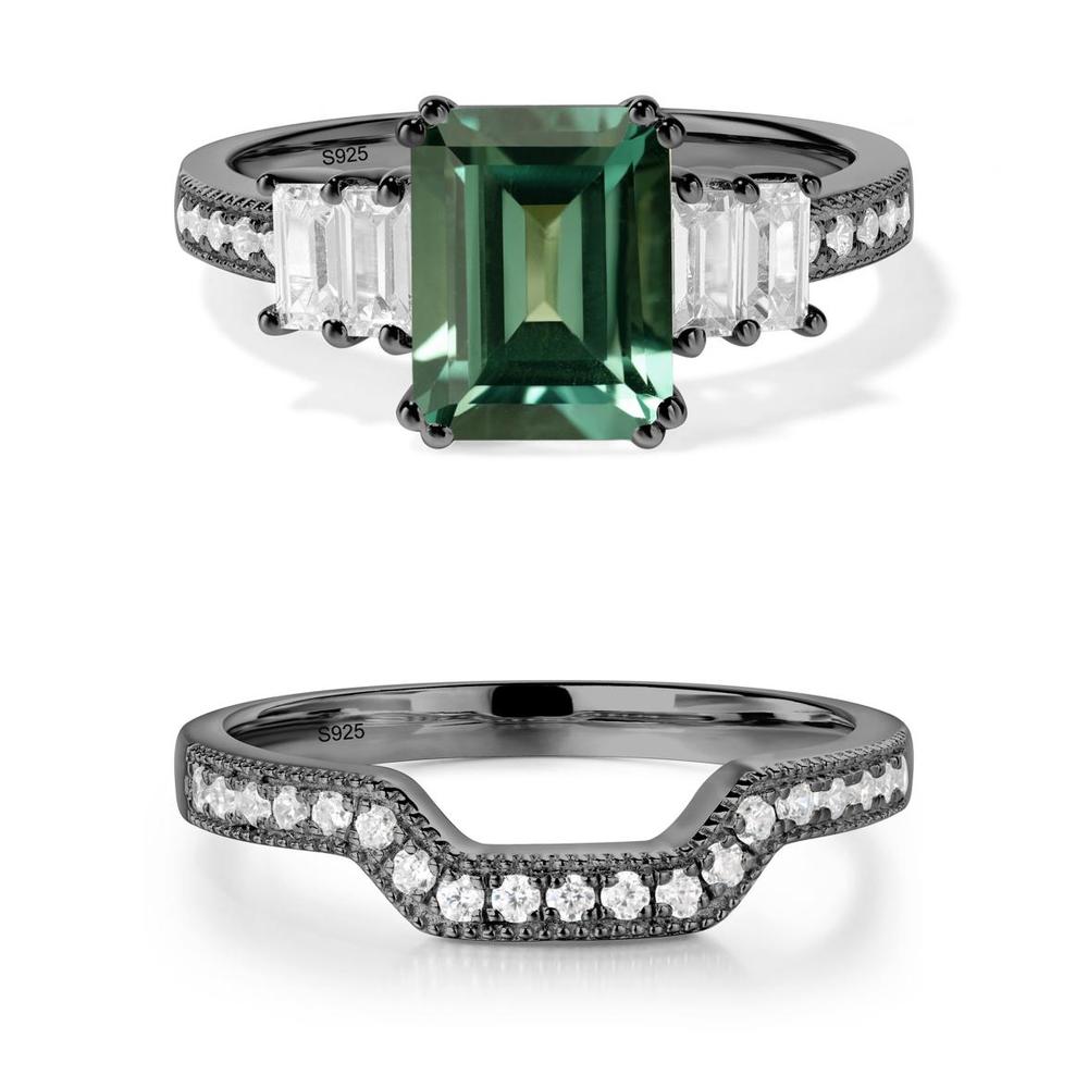 Emerald Cut Green Sapphire Milgrain Ring - LUO Jewelry #metal_xxxxx