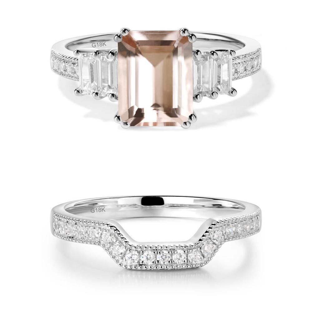 Emerald Cut Morganite Milgrain Ring - LUO Jewelry #metal_xxxxx