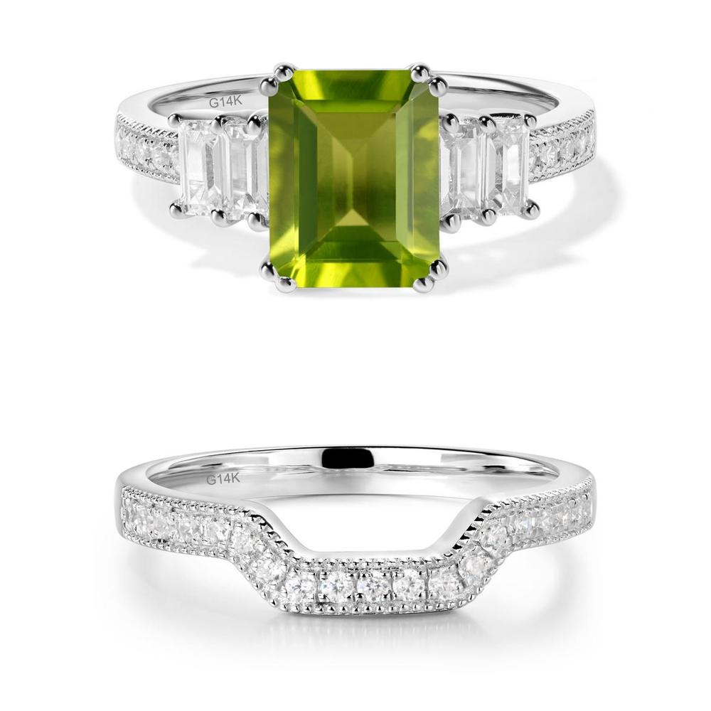 Emerald Cut Peridot Milgrain Ring - LUO Jewelry #metal_xxxxx