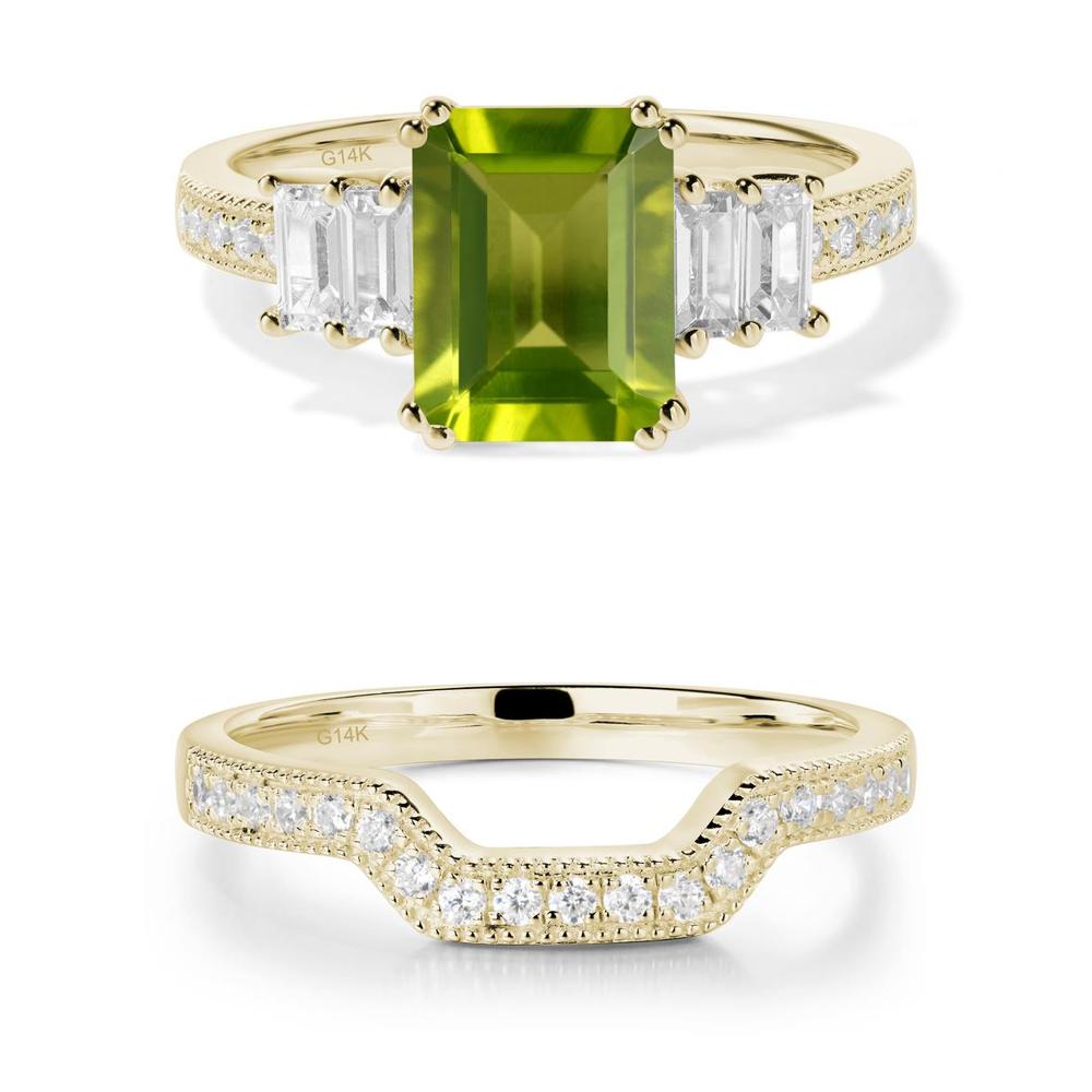 Emerald Cut Peridot Milgrain Ring - LUO Jewelry #metal_xxxxx