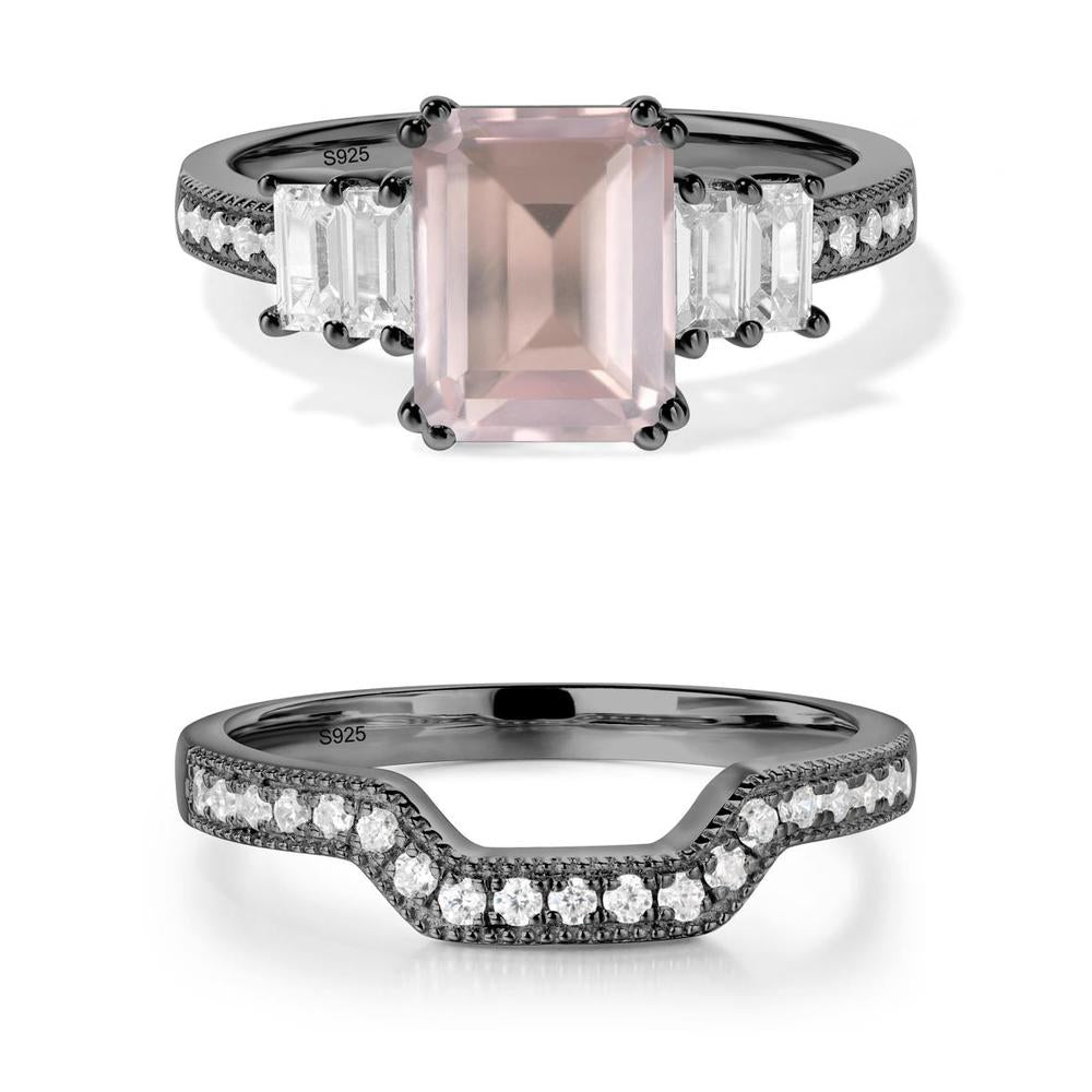 Double Prong Emerald Cut Rose Quartz Ring - LUO Jewelry #metal_xxxxx