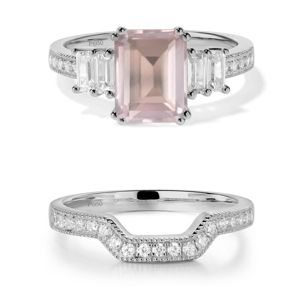 Double Prong Emerald Cut Rose Quartz Ring - LUO Jewelry #metal_xxxxx