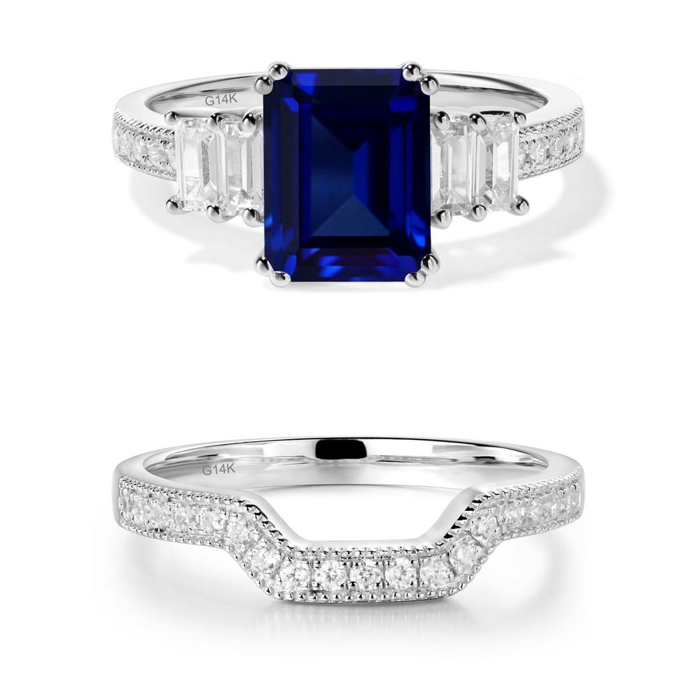 Emerald Cut Sapphire Milgrain Ring - LUO Jewelry #metal_xxxxx