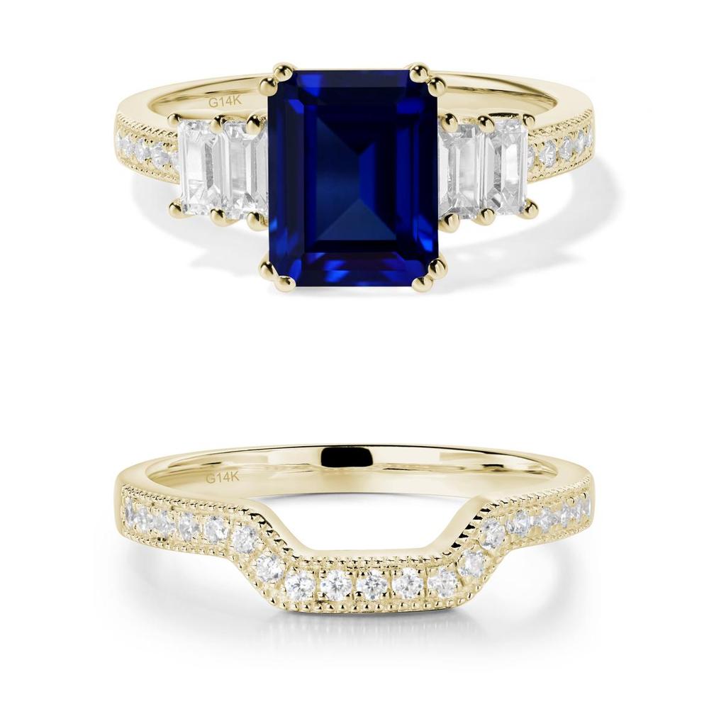 Emerald Cut Sapphire Milgrain Ring - LUO Jewelry #metal_xxxxx