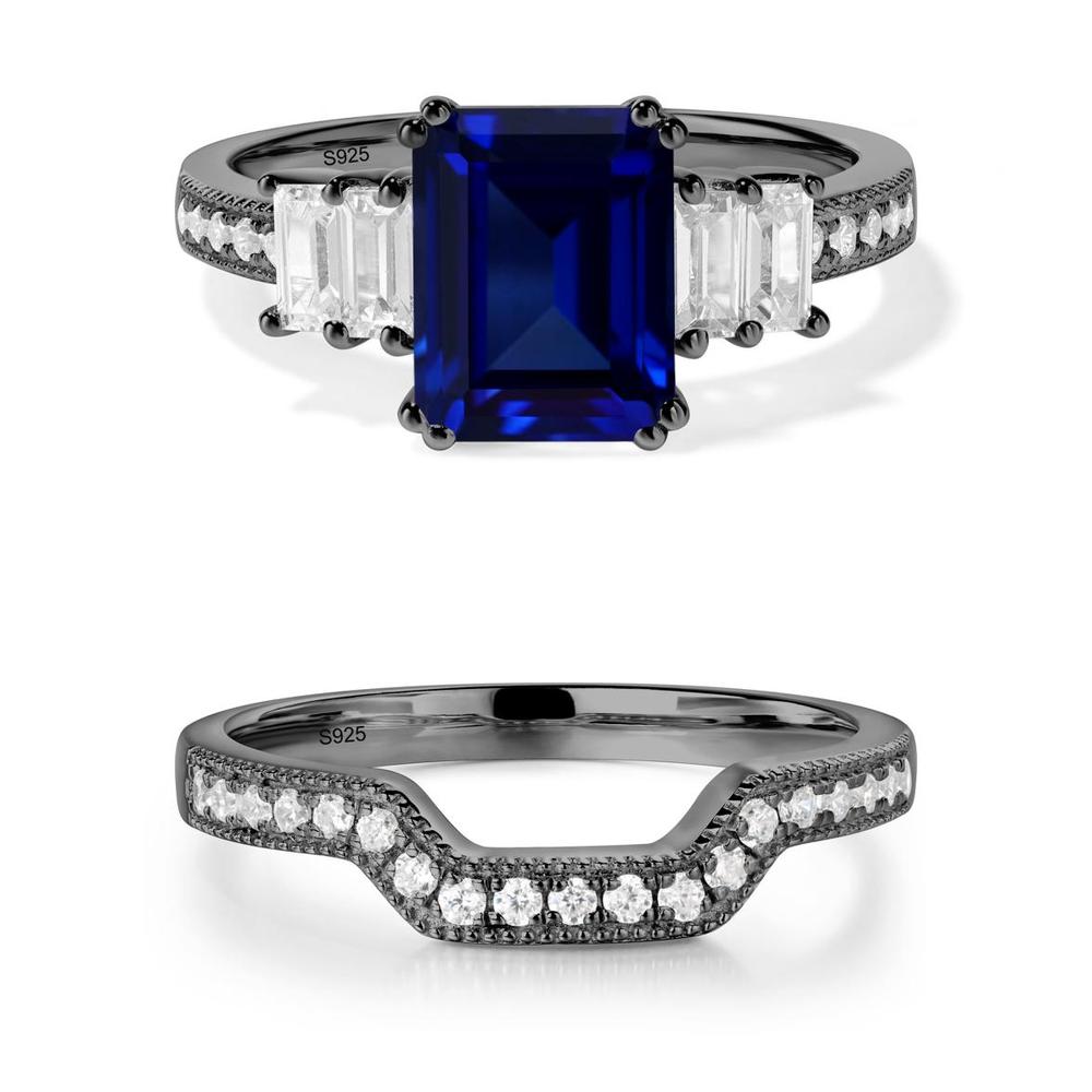 Emerald Cut Sapphire Milgrain Ring - LUO Jewelry #metal_xxxxx