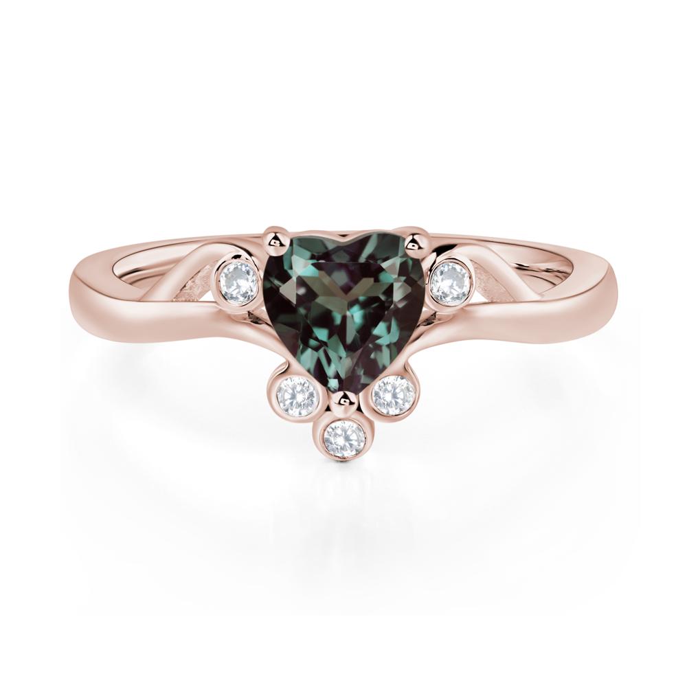 Heart Shaped Alexandrite Wave Ring - LUO Jewelry #metal_14k rose gold