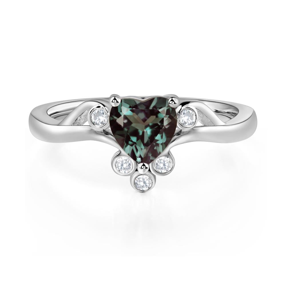 Heart Shaped Alexandrite Wave Ring - LUO Jewelry #metal_14k white gold