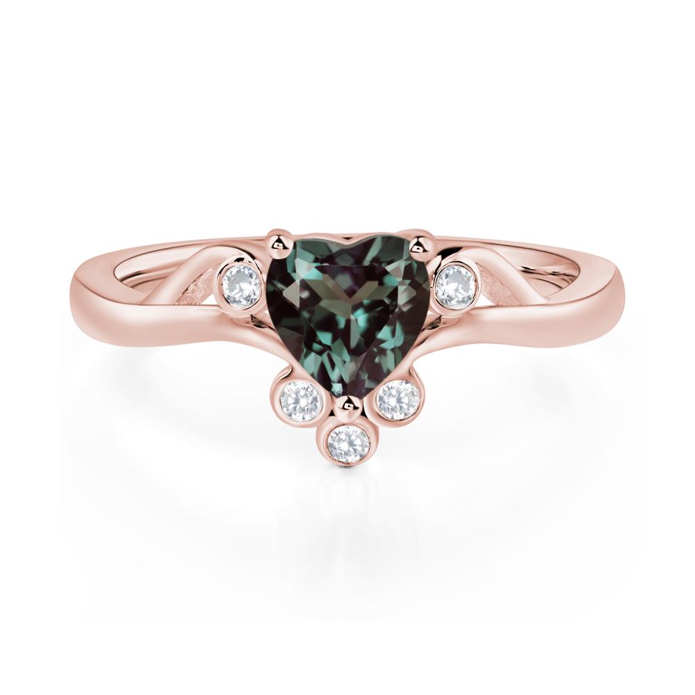 Heart Shaped Alexandrite Wave Ring - LUO Jewelry #metal_18k rose gold