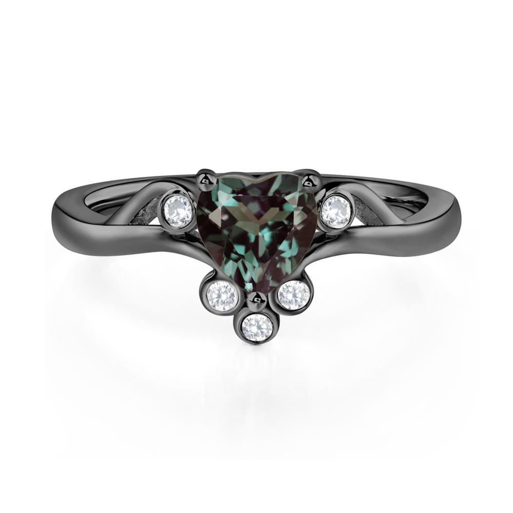 Heart Shaped Alexandrite Wave Ring - LUO Jewelry #metal_black finish sterling silver