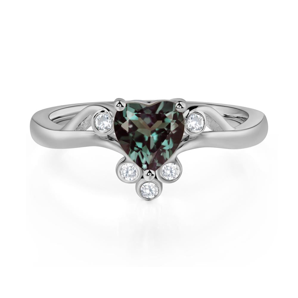 Heart Shaped Alexandrite Wave Ring - LUO Jewelry #metal_platinum