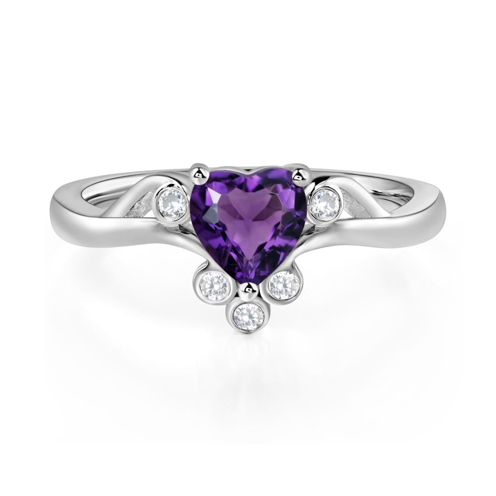 Amethyst Scroll Engagement Ring - LUO Jewelry #metal_14k white gold