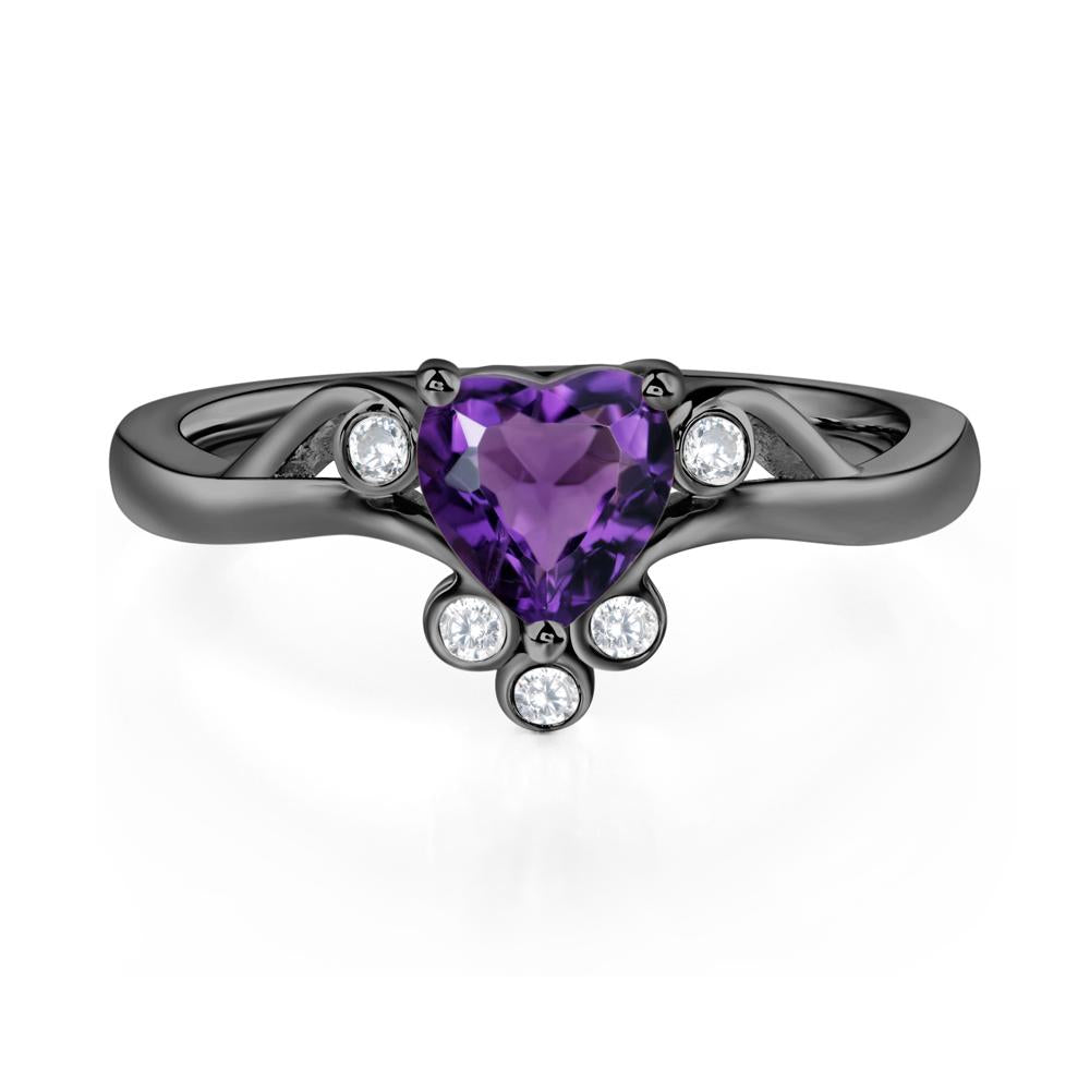 Amethyst Scroll Engagement Ring - LUO Jewelry #metal_black finish sterling silver