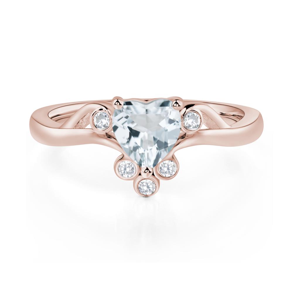 Aquamarine Heart Shaped Promise Ring - LUO Jewelry #metal_14k rose gold