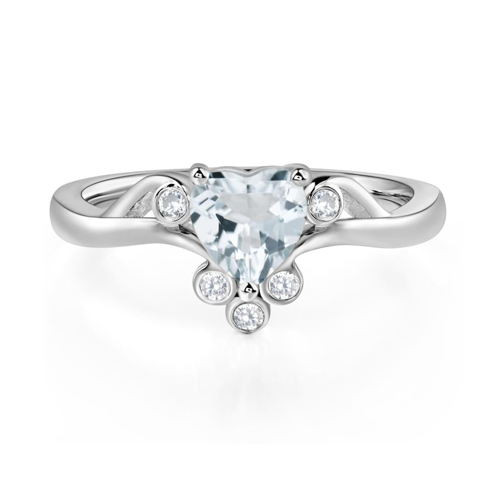 Aquamarine Heart Shaped Promise Ring - LUO Jewelry #metal_14k white gold